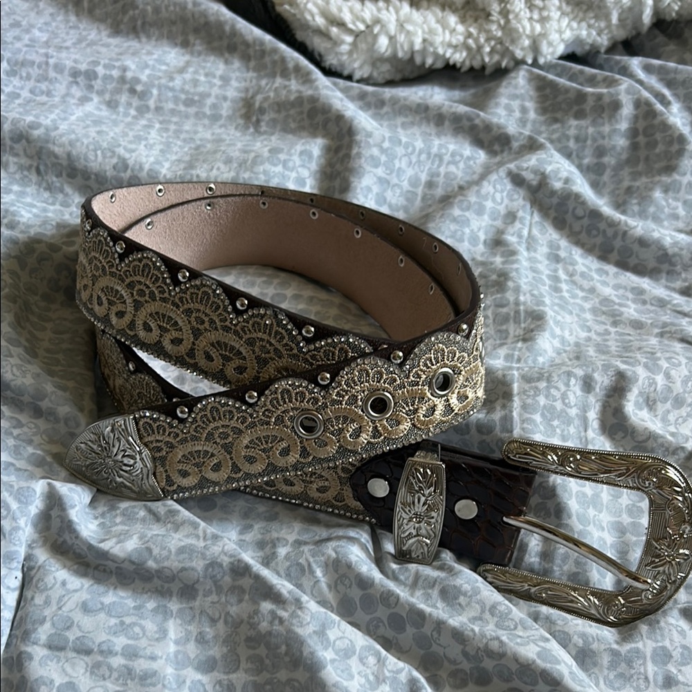 Buckle Brown and Gold Western Style Belt